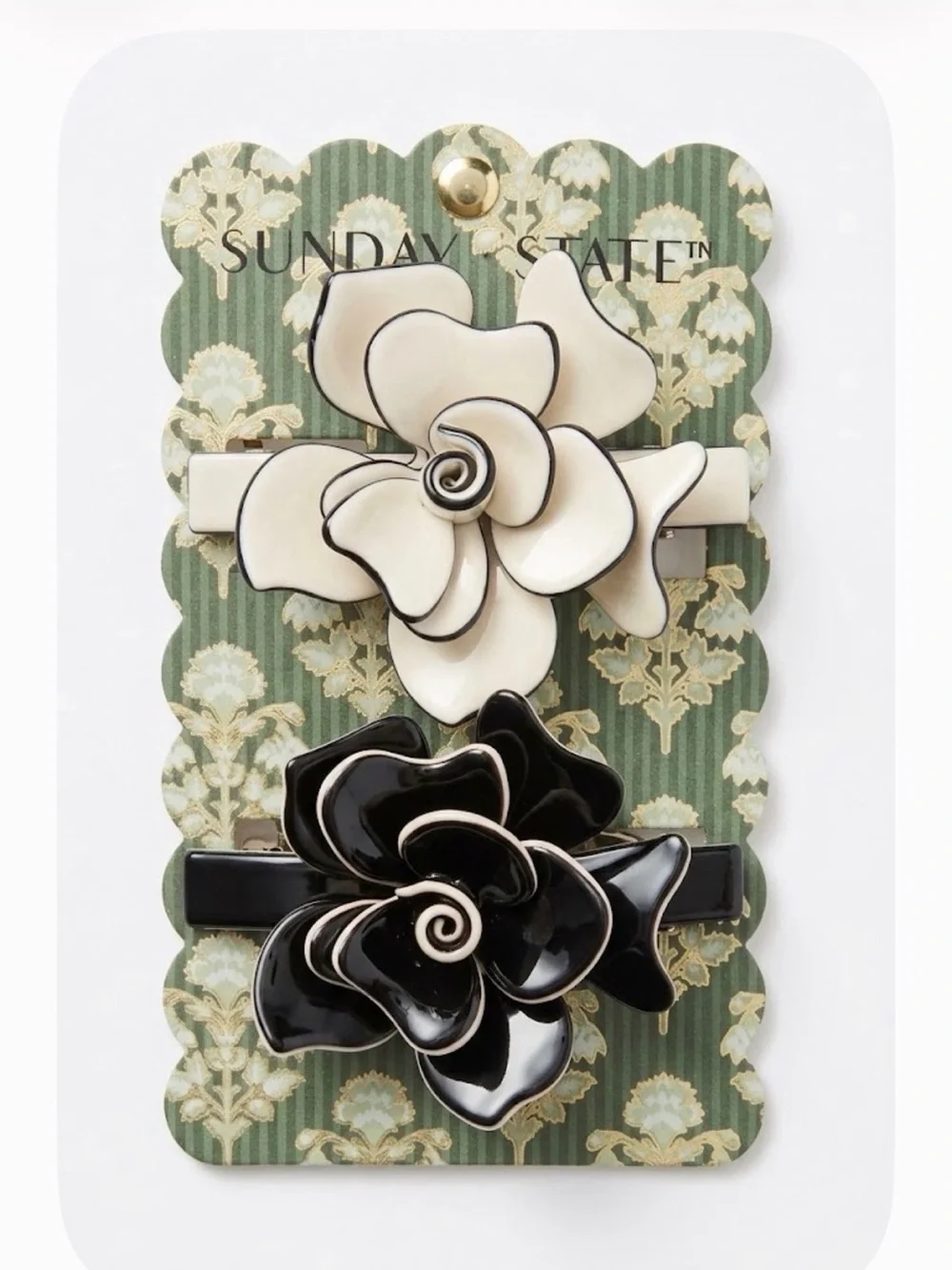NWT ⚜️🖤⚜️ Sunday State Floral Hair Claw Clips set of 2